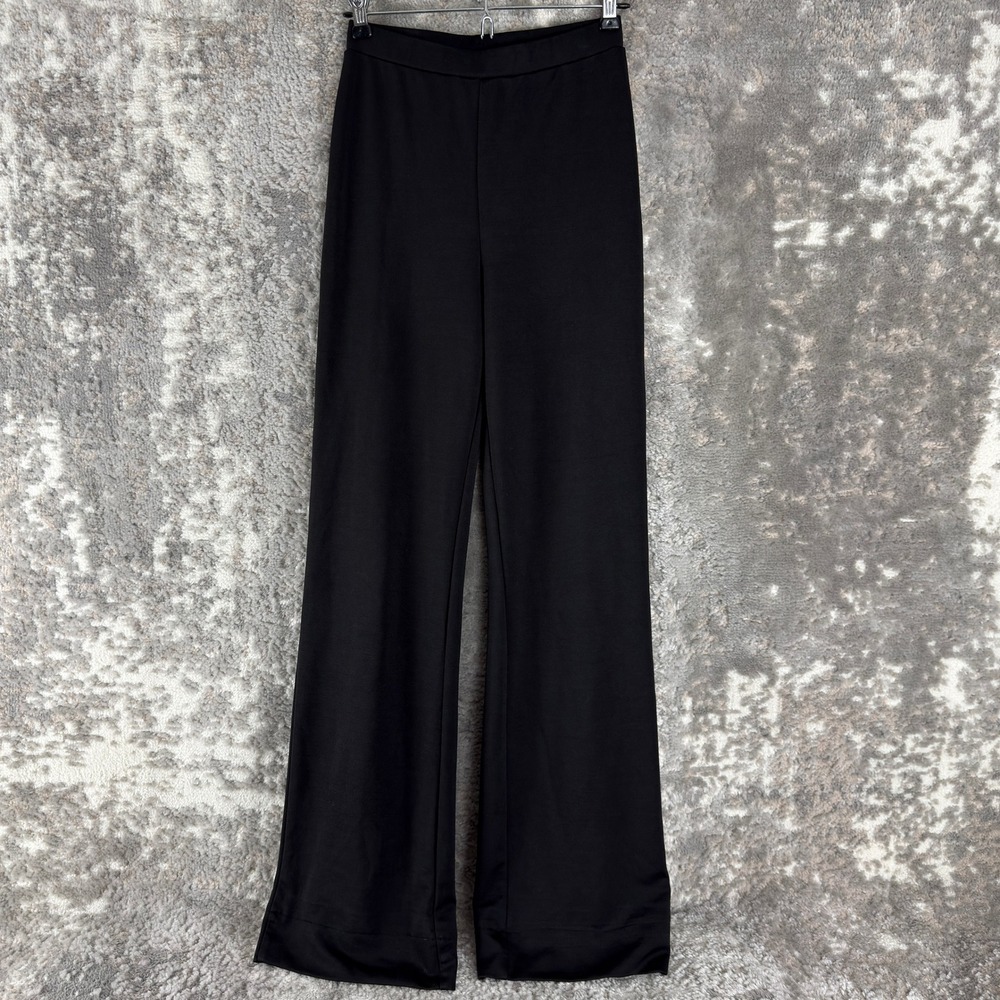 SBetro Size S Wide Leg High Waist Elastic Pull On Flare Trousers Black Women